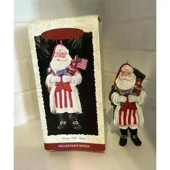 Hallmark 1996 Merry Santa Claus USA Patriotic American Flag Christmas Ornament - Picture 1 of 9